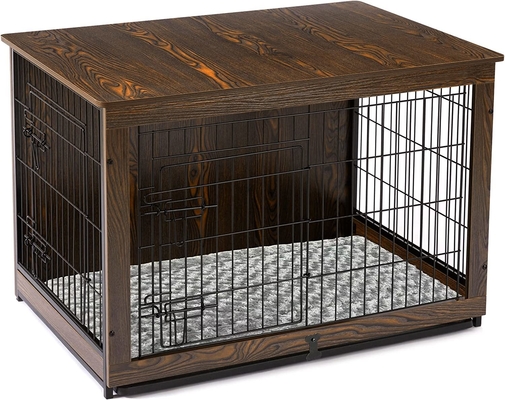 Dwuodrzwiowe drewniane skrzynki dla psów w nowoczesnym stylu 81*55*67cm do dekoracji mebli domowych