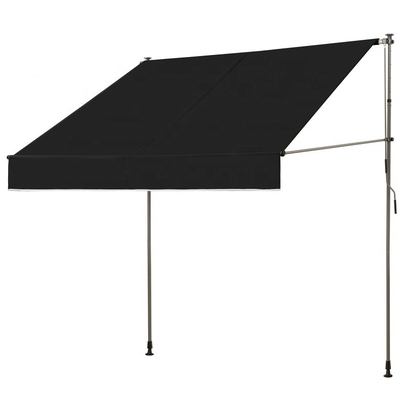 300x130cm Tkanina poliestrowa balkon zewnętrzny zacisk Awning z ramy żelaza w szarym/czarnym