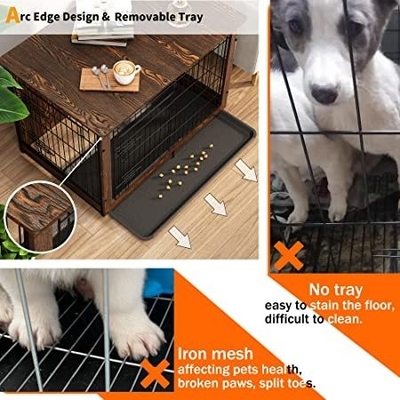 Dwuodrzwiowe drewniane skrzynki dla psów w nowoczesnym stylu 81*55*67cm do dekoracji mebli domowych