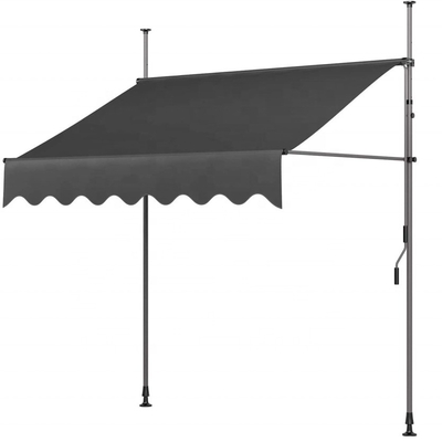 300x130cm Tkanina poliestrowa balkon zewnętrzny zacisk Awning z ramy żelaza w szarym/czarnym