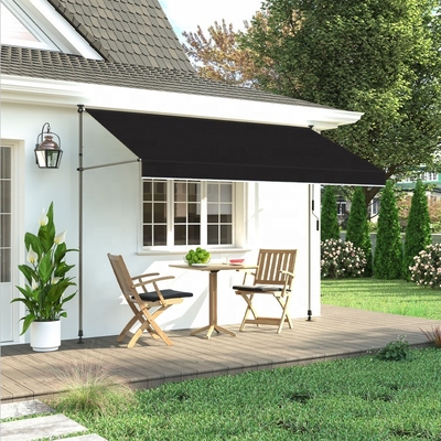 300x130cm Tkanina poliestrowa balkon zewnętrzny zacisk Awning z ramy żelaza w szarym/czarnym